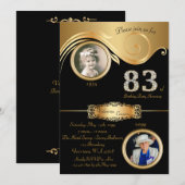 83rd, Birthday Woman 83rd, elegant art deco, zwart Kaart (Voorkant / Achterkant)