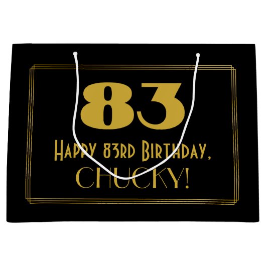 83ste verjaardag — Art Deco geïnspireerde look "83 Groot Cadeauzakje (Voorkant)