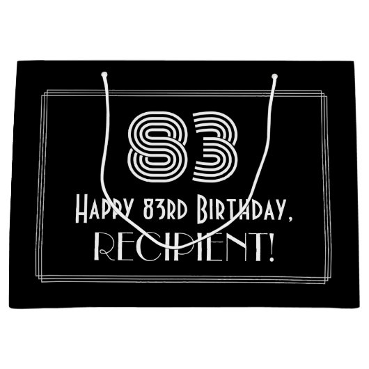 83ste verjaardag — Art Deco geïnspireerde look "83 Groot Cadeauzakje (Voorkant)