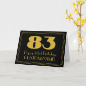 83ste verjaardag: Art Deco geïnspireerde look "83" Kaart (Gele Bloem)