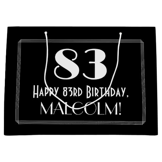 83ste verjaardag: Art Deco geïnspireerde stijl "83 Groot Cadeauzakje (Voorkant)