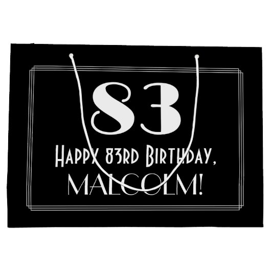 83ste verjaardag: Art Deco geïnspireerde stijl "83 Groot Cadeauzakje (Achterkant)