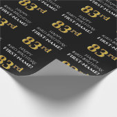 83ste verjaardag: Elegant, zwart, Faux Gold look Cadeaupapier (Hoek)