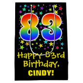 83ste verjaardag: Kleurrijke Sterren Patroon & Reg Medium Cadeauzakje (Achterkant)