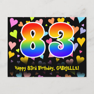 83ste verjaardag: Leuk harten patroon, Regenboog 8 Briefkaart