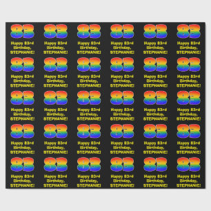 83ste verjaardag: Leuke, kleurrijke regenboog geïn Cadeaupapier