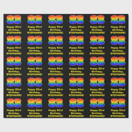 83ste verjaardag: Leuke, kleurrijke regenboog geïn Cadeaupapier (Zoom)