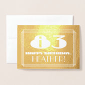 83ste verjaardag: naam + Art Deco geïnspireerd loo Folie Kaarten (Voorkant met envelop)