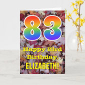 83ste verjaardag; rustieke herfstbladeren; regenbo kaart (Gele Bloem)