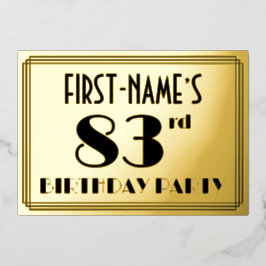 83ste verjaardagsfeest — Art Deco-look “83” + naam Folie Uitnodiging