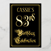 83ste verjaardagsfeest — Fancy Script & Aangepaste Folie Uitnodiging (Voorkant)