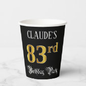 83ste verjaardagsfeest — Fancy Script, namaak goud Papieren Bekers (Voorkant)