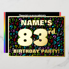 83ste verjaardagsfeest — Leuke, kleurrijke muziek Folie Uitnodiging
