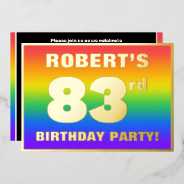 83ste verjaardagsfeest: Leuke, kleurrijke regenboo Folie Uitnodiging