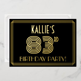 83ste verjaardagsfeestje — Art Deco-stijl “83” + n Folie Uitnodiging