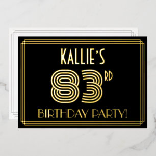 83ste verjaardagsfeestje — Art Deco-stijl “83” + n Folie Uitnodiging