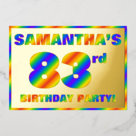 83ste verjaardagsfeestje — Leuke, regenboogspectru Folie Uitnodiging