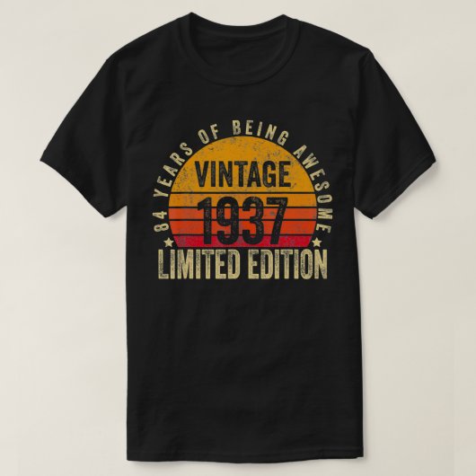 84 jaar Old Gifts  1937 Limited Edition 84t T-shirt (Design voorkant)