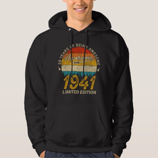 84 jaar oud 1941 Retro Geweldige 84e verjaardagsca Hoodie (Voorkant)