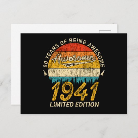84 Jaar Oude 1941 Retro Geweldig 84ste Verjaardag  Briefkaart (Voorkant / Achterkant)