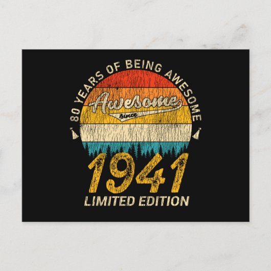 84 Jaar Oude 1941 Retro Geweldig 84ste Verjaardag  Briefkaart (Voorkant)