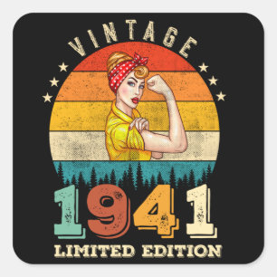 84 jaar oude Bday 1941 Vintage 84ste Verjaardag Vr Vierkante Sticker