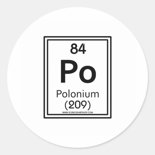 84 Polonium Ronde Sticker (Voorkant)