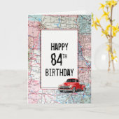 84e 'Birthday Red Retro'-vrachtwagen op kaart (Gele Bloem)