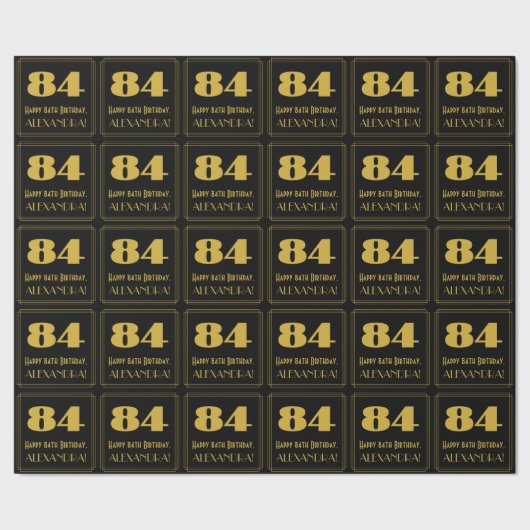 84e verjaardag - Art Deco geïnspireerde look "84" Cadeaupapier (Zoom)