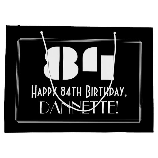 84e verjaardag ~ Art Deco geïnspireerde look "84"  Groot Cadeauzakje (Achterkant)