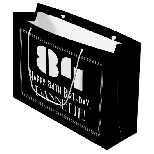 84e verjaardag ~ Art Deco geïnspireerde look "84"  Groot Cadeauzakje (Voorkant Gekanteld)