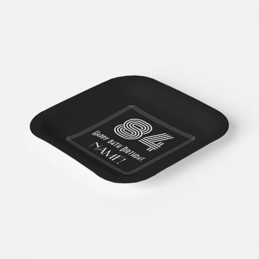 84e verjaardag — Art Deco Geïnspireerde look "84" Papieren Bordje (Gebogen)