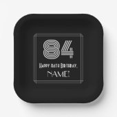 84e verjaardag — Art Deco Geïnspireerde look "84"  Papieren Bordje (Voorkant)