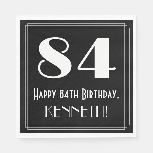 84e verjaardag ~ Art Deco Geïnspireerde look "84", Servet (Voorkant)
