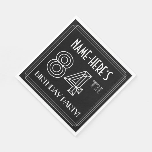 84e verjaardag: Art Deco Style + aangepaste naam Servet (Hoek)