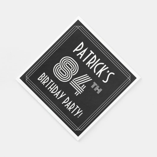 84e verjaardag: Art Deco Style + aangepaste naam Servet (Hoek)