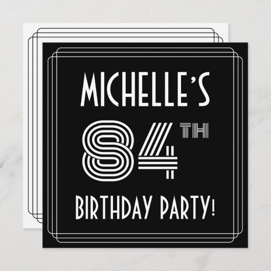 84e verjaardag: Art Deco Style met aangepaste naam Kaart (Voorkant / Achterkant)