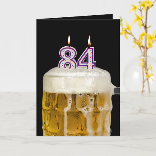84e verjaardag Bier op zwart Kaart (Gele Bloem)