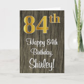 84e verjaardag: Elegant Faux Gold Look #, Faux Woo Kaart (Voorkant)