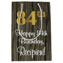 84e verjaardag: Elegant Faux Gold Look #, Faux Woo Medium Cadeauzakje