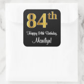 84e verjaardag - Elegante luxe Faux Gold look # Vierkante Sticker (Tas)