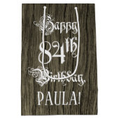 84e verjaardag: Fancy, Faux Wood Kijk + Aangepaste Medium Cadeauzakje (Achterkant)