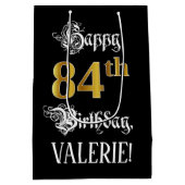 84e verjaardag ~ Fancy script; Faux Gold look; naa Medium Cadeauzakje (Achterkant)