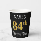 84e verjaardag — Fancy script, Faux Gold look Papieren Bekers (Voorkant)