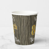 84e verjaardag — Faux Gold & Faux Wood Papieren Bekers (Rechts)