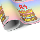 84e verjaardag: Fun Cake and Candles + Custom Name Cadeaupapier (Rol Hoek)