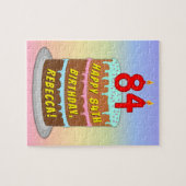 84e verjaardag: Fun Cake and Candles + Custom Name Legpuzzel (Horizontaal)