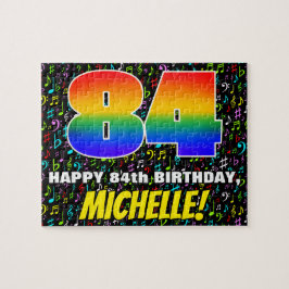 84e verjaardag — Fun, Colorful Music Symbols & "84 Legpuzzel