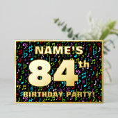 84e verjaardag — Fun, Colorful Music Symbols Folie Uitnodiging (Staand Voorkant)