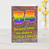 84e verjaardag: Fun Graffiti-geïnspireerde regenbo Kaart (Gele Bloem)